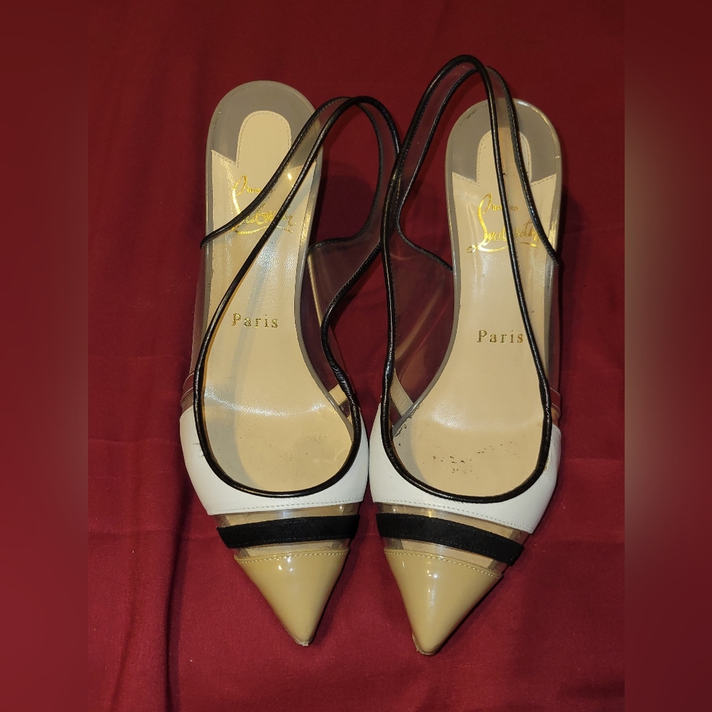 CHRISTIAN LOUBOUTIN slingback kitten heel. offers welcomed!